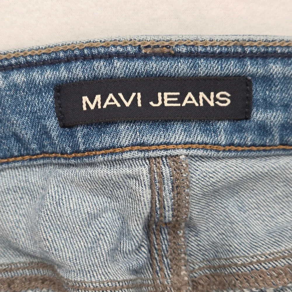 Mavi Men 32 x 31 Slim Fit Straight Jeans Light Wash Distressed‎ Blue Denim